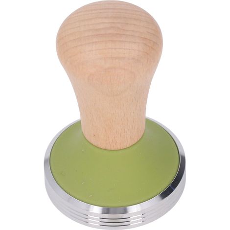 Tasseur à café en hêtre avec manche en bois, presse à café à marteau et base en acier inoxydable, idéal pour les baristas débutants et confirmés (vert, 58 mm). (1/5)