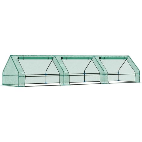 Mini Serra per Piante Impermeabile con 3 Ingressi Avvolgibili 400x100x80 cm Verde (1/5)