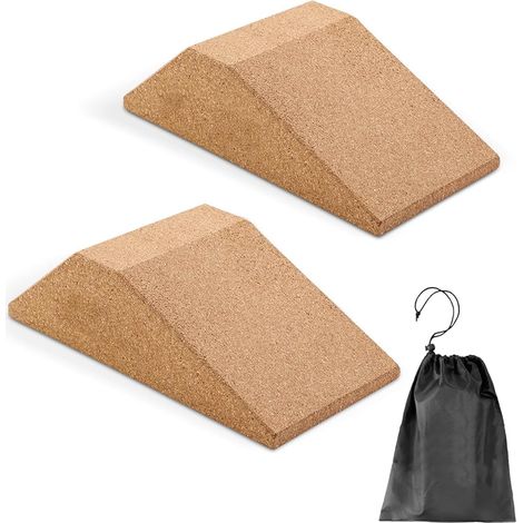 2Pcs Cork Non-Slip Calf Stretchers - Natural Cork Yoga Block for Beginners and Professionals - Non-slip Brick for Squats and Deadlifts (1/5)