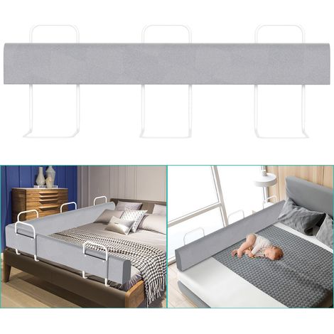 Wolketon 1x Bettgitter 180cm Grau, höhenverstellbares Bettschutzgitter, Kinderbettgitter Babybettgitter Rausfallschutz für Familienbett & Kinderbett (1/4)