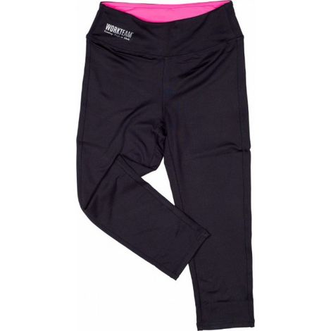 Malla de corte pirata y cintura alta reforzada WORKTEAM Sport M Negro+Rosa Fluor (1/3)