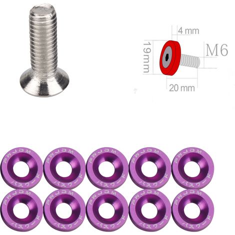 JDM Car Modification Parts M6 Washer Screws, Battery Guard Washers, Mudguards, License Plate Frame Screws, Decorative Screws - Purple (1/4)