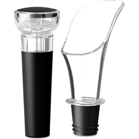 (Emballage OPP de 2 pièces) Carafe à vin rouge professionnelle avec filtre, support et aérateur d'air rapide. Idéale pour la maison, la salle à manger et le bar. Un indispensable (1/5)