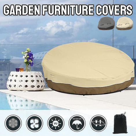 Housse pour lit de jour d'extérieur, housse imperméable et anti-poussière pour lit de jour de jardin ou terrasse, housse ronde pour mobilier de jardin. (1/4)