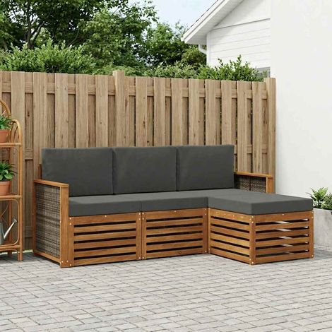 vidaXL Outdoor-Sofagarnitur mit Kissen 4 pcs Natur und Anthrazit (1/5)