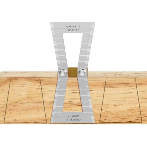 Gabarit à queue d'aronde, outil de mesure pour assemblage manuel, gabarit à queue d'aronde aux échelles 1:5-1:6 et 1:7-1:8 pour le travail du bois - Argent (1/4)