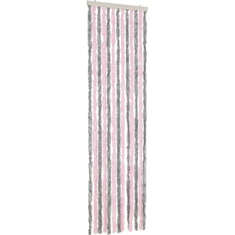 vidaXL Cortina antimoscas chenilla gris plateado y rosa 56x200 cm (1/2)
