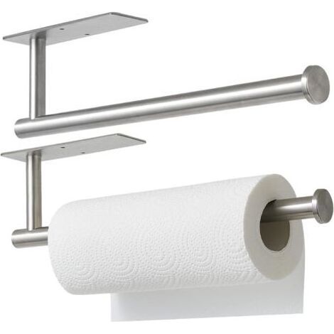 Ciel-33cm Oorte Essuie Tout Mural, 2pcs Porte Sopalin en Acier Inoxydable SUS304, Porte Essuie Tout Mural pour Cuisine, Plan de Travail, Armoire, Salle de Bain (Argent) (1/4)