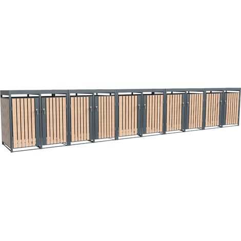 Westmann Metall Mülltonnenbox Planta  10x240 L  Mülltonnenbox mit Pflanzdach  84x660x124 cm