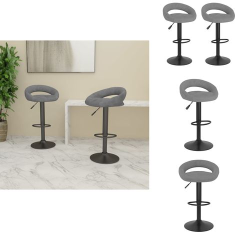 Tabourets de bar lot de 2 gris clair velours - Tabouret De Bar - Chaise De Comptoir - Fauteuil De Bar - Mobilier De Cuisine - Décoration Intérieure (1/5)