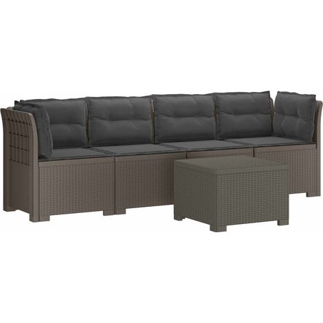 Maison Exclusive - 4-Sitzer Gartensofa mit Kissen Rattan Look PP (1/5)