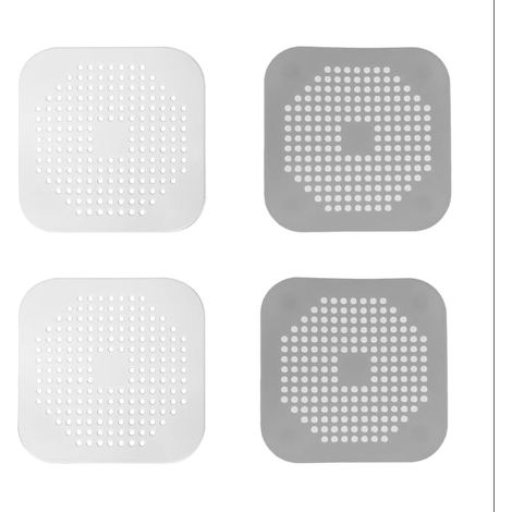 Protection de Drain de Silicone, 4 Pièces Filtre à Cheveux en Silicone, Protection de Drain Evier avec Ventouse, Filtre de Couverture de Drain de Baignoire, pour Douche, Baignoire et Cuisine (1/5)