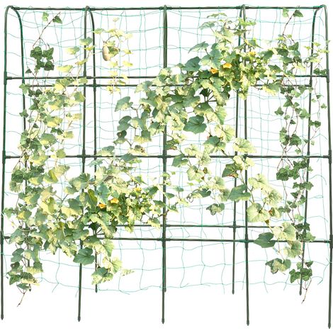 Treillis d'arche de jardin pour plantes grimpantes, support de plantes en métal, 160x160 cm, tuteur à concombre extérieur pour légumes, courges, fleurs, raisins (Vert) (1/5)