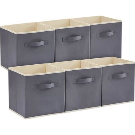 Boîtes de rangement pliables KEEJAA - lot de 6 - gris - 30x30x30cm - 18L Gris gris BOITE DE RANGEMENT (1/3)
