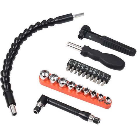 Kit de 23 embouts de tournevis, rallonge flexible, douille et clé pour outils électriques