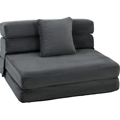 Poltrona da pavimento convertibile 2 in 1 100x76x62 cm grigio scuro con cuscino lombare - CHICFURN (1/5)