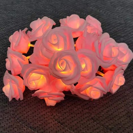 Guirlande lumineuse LED en forme de roses (roses artificielles, fonctionne sur piles) Rose (1/4)