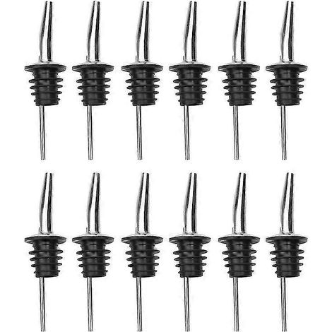 12-teiliges Set klassischer Flaschenausgießer aus Edelstahl mit konischem Ausguss und Gummikappen für Restaurants-12 pieces (1/5)