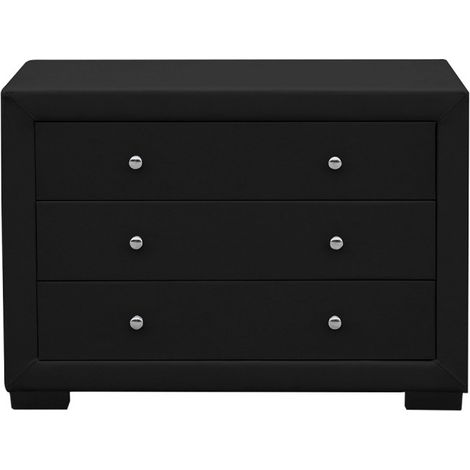 MEUBLER DESIGN Commode Chambre À Coucher Design Eva - Noir, Polyuréthane, Rectangulaire, Style Contemporain, 102 x 45 x 75 cm