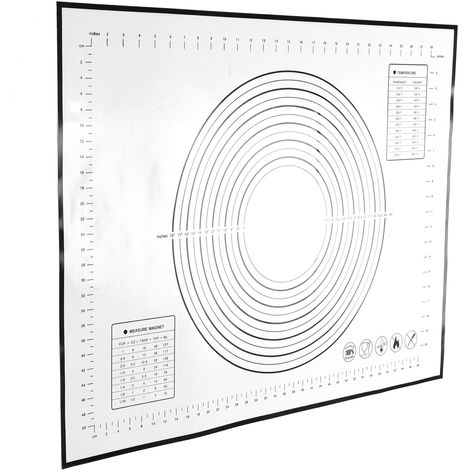 Tapis de pâtisserie en silicone antiadhésif pour étaler la pâte, tapis de cuisson antidérapant pour cuisine et pâtisserie 80x60cm (noir) (1/5)