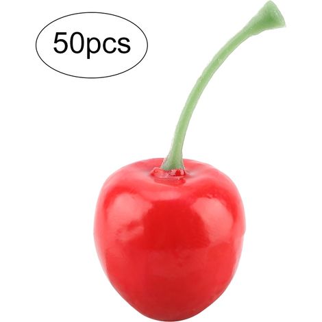 50 Pièces Cerises Artificielles Adorables Décor Maison Accessoire Ornement Fruit (1/5)
