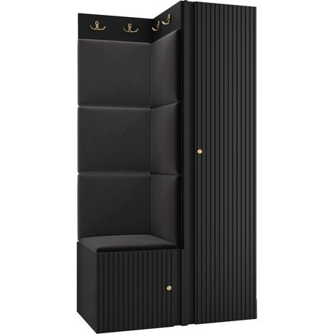 Meuble d'entrée Hartford 390, Polo 897, 186x82x46cm, Stratifié, Tissu, MDF, Murale, À poser