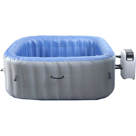 [NEUWERTIG] Whirlpool HHG-365, 5 Personen, In-/Outdoor heizbar aufblasbar Pumpe PVC laminiert, eckig 180cm grau-blau