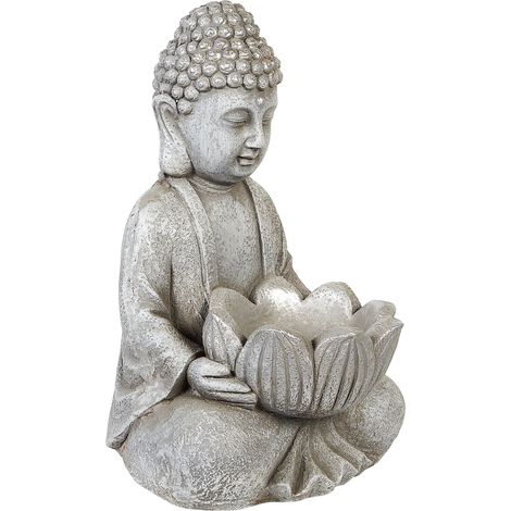 Figura decorativa d'accento MgO Budda Decorazione da giardino all'aperto Grigio Montcel