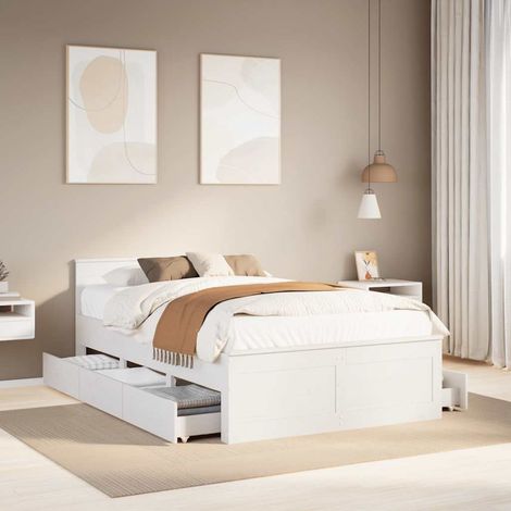 Cama con cabecero sin colchón madera maciza blanca 120x190 cm vidaXL (1/5)