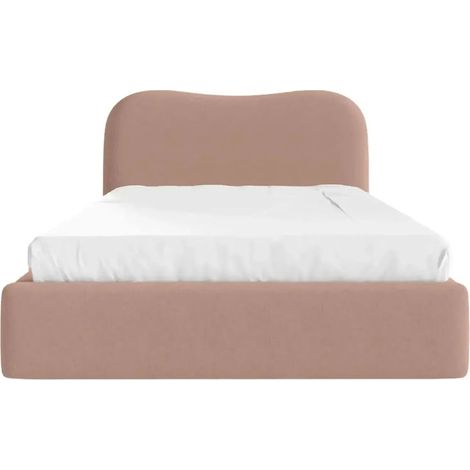 JULIETTE - Lit coffre tissu chiné Rose 200x200cm (1/5)