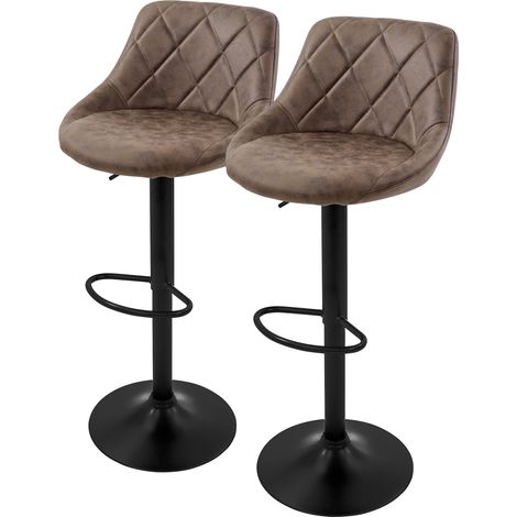 ML-Design Set 2x Taburetes de Bar de Piel Sintética Marrón, Sillas de Mostrador Giratorias 360° con Altura Regulable 62-82cm, Asiento de Bistro para Comedor, Salón, Sala de Estar o Restaurante (1/5)