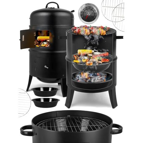 Termómetro portátil redondo 3 en 1 para parrilla de carbón Curron SmokeHouse GM8000 para jardín, ahumador y chimenea. (1/5)