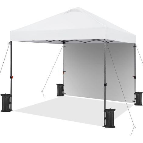 Yaheetech Gazebo Pop Up 3x3 m Impermeabile con 1 Parete Laterale Stabile con Protezione UV in PVC Gazebo da Giardino Pieghevole in Metallo con Borsa da Trasporto per Feste Matrimoni Picnic Bianco