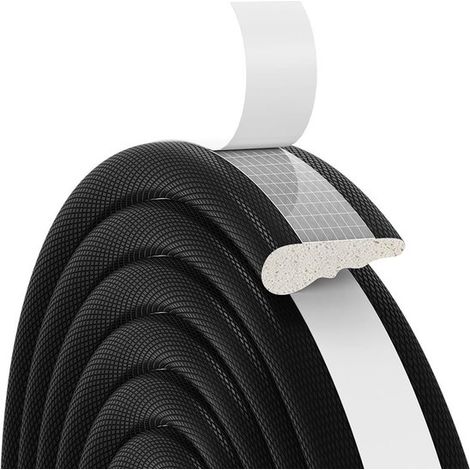 Striscia sigillante - Resistente alle intemperie - Autoadesiva - Nera - Isolante acustico - Ideale per finestre e porte - 5 metri (1/5)