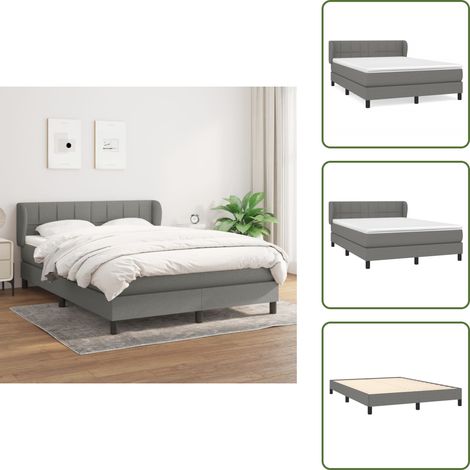 Cama de espaldas - vidaXL Cama box spring con colchón tela gris oscuro 140x190 cm - Cama de boca abajo