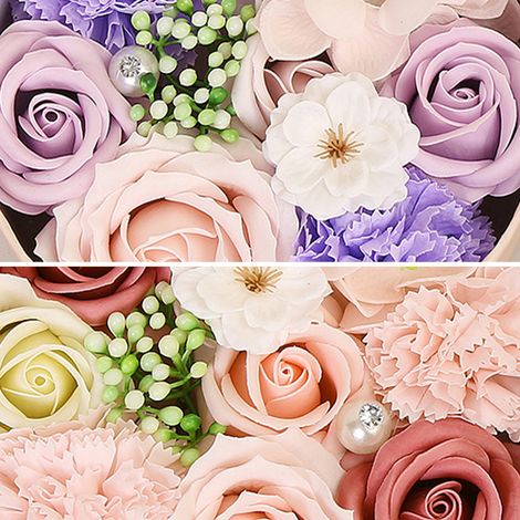 Kombibox mit künstlichen Blumen, künstliche Seifenblumen, runde Box, Valentinstagsgeschenk (1/5)