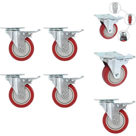Roulettes pivotantes avec double freins 4 pcs 100 mm - Roulettes Pivotantes - Roulettes Avec Frein - Chariots Industriels - Accessoires Meuble - Manutention Charges Lourdes (1/5)