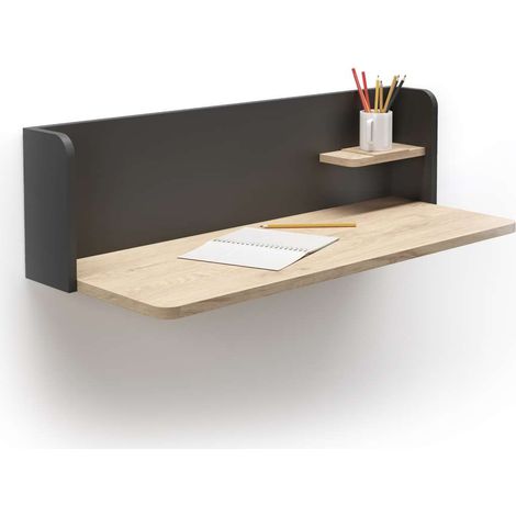 Mesa estudio para colgar Mod-Roman acabado roble/grafito, 35 x 90 x 25 cm (fondo x ancho x alto) (1/3)