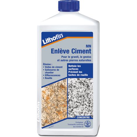 Lithofin – Nettoyant ciment pour pierre naturelle 1 L – Élimine salissures, rouille et efflorescences – Pour granit, gneiss, quartzite et béton