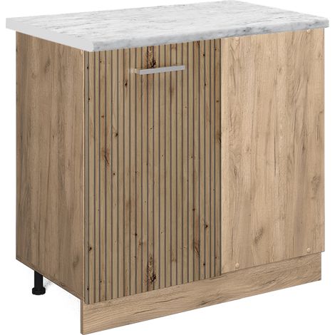 Mobile ad angolo cucina R-Line, Rovere artigianale, 86 cm PL Marmo, Vicco