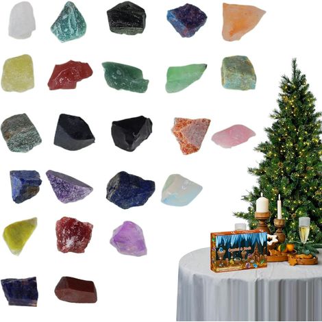 Calendrier de l'Avent en pierres Collection 2025 en pierres naturelles, 24 jours, compte à rebours jusqu'à Noël, idéal pour les fêtes, les anniversaires, le bureau, la décoration, pour adultes, adole (1/5)