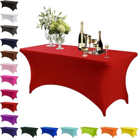 Spandex Stretch Tischdecke Rot 120x60cm, waschbar, knitterfrei, für Bankett & Hochzeit