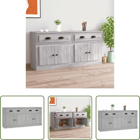 vidaXL Wohnzimmer -  Sideboards 2 Stk. Grau Sonoma Holzwerkstoff (1/5)