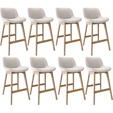 Lot Tabourets NORDEN Chêne et Velours Côtelé H75cm
