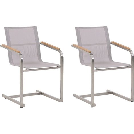Gartenstuhl 2er Set COSOLETO Edelstahl Beige