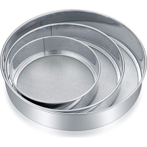Tamizador de harina de acero inoxidable, tamizador de azúcar glas, tamizador de harina, tamizador de cocina de malla fina, espolvoreador de harina para hornear y cocinar - 3 piezas, 3 tamaños (1/5)