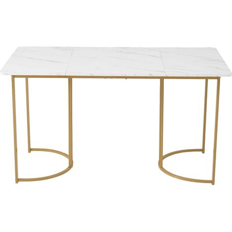 Table à manger, design moderne, pieds réglables, Blanc (1/2)