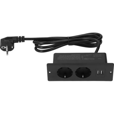 Integrated power outlet, 2 x 10A USB ports, desktop power outlet recessed into the hub with 1.5m cable (1/5)