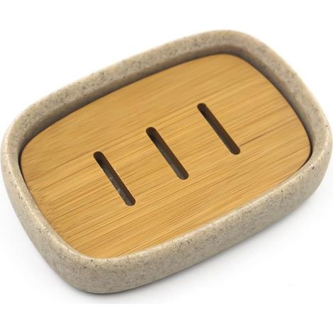 Ulable Porte-Savon en résine, Porte-Savon Auto-drainant, boîte à Savon pour Salle de Bain, Cuisine, Aspect grès (1/5)