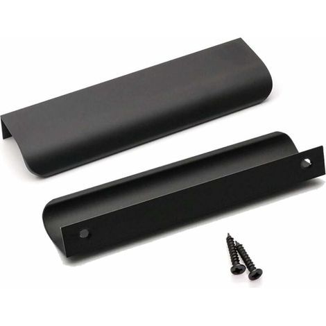 Set mit 10 schwarzen Küchenschrankgriffen, schwarze Profilgriffe, Schrankgriffe aus mattschwarzer Aluminiumlegierung, 128 mm Lochabstand, 150 mm Länge (Schwarz)